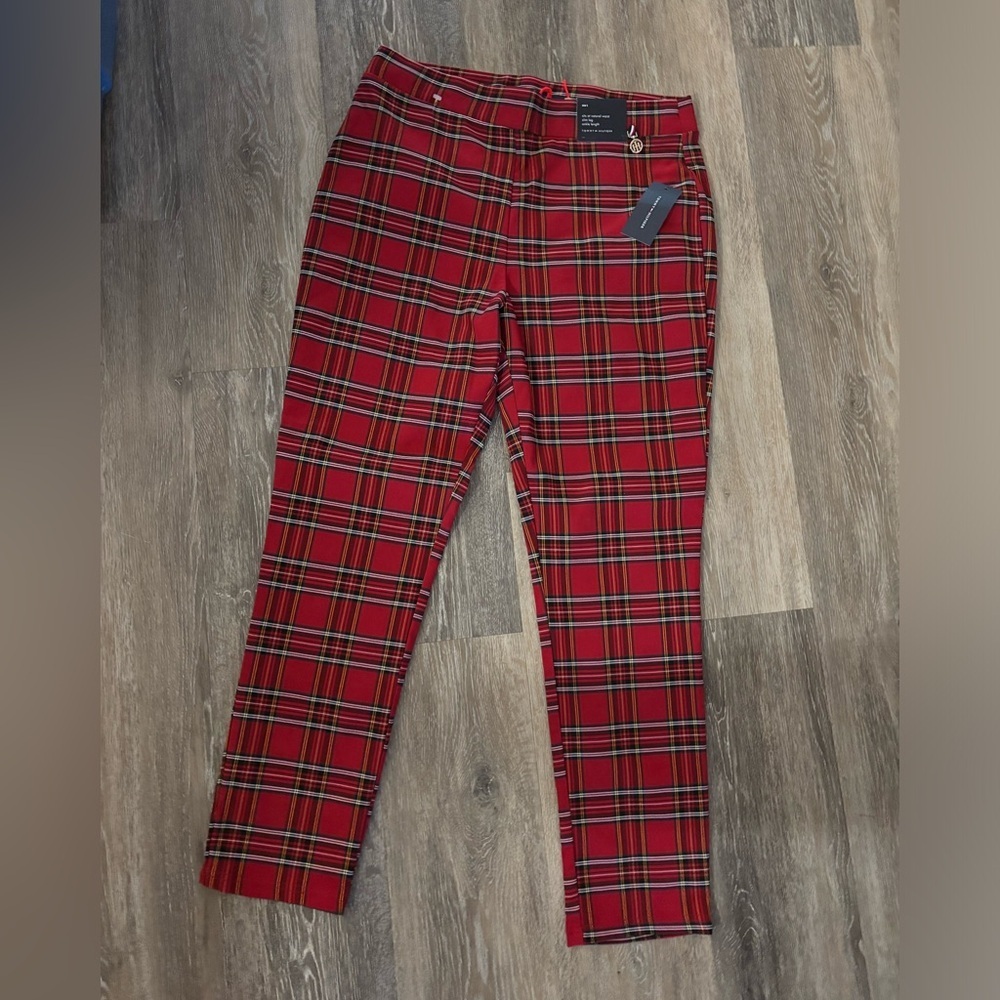 Tommy Hilfiger Red Plaid Pants Sz L NWT